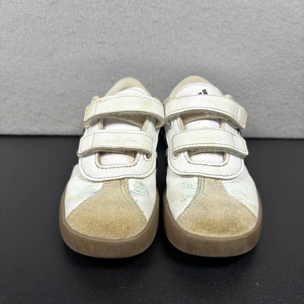 Adidas‎ VL Court 3.0 Hook & Loop No Tie Sneakers Shoes Toddler Size 10K White